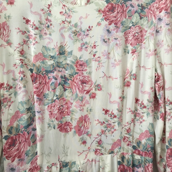 VINTAGE JESSICA  HOWARD  Floral Pastels LONG SLEEVE PLEATED SKIRT BUTTON UP BACK - Picture 6 of 8